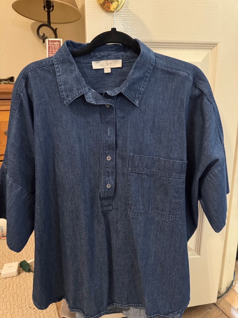 LOFT Dark Blue Denim Pullover Shirt